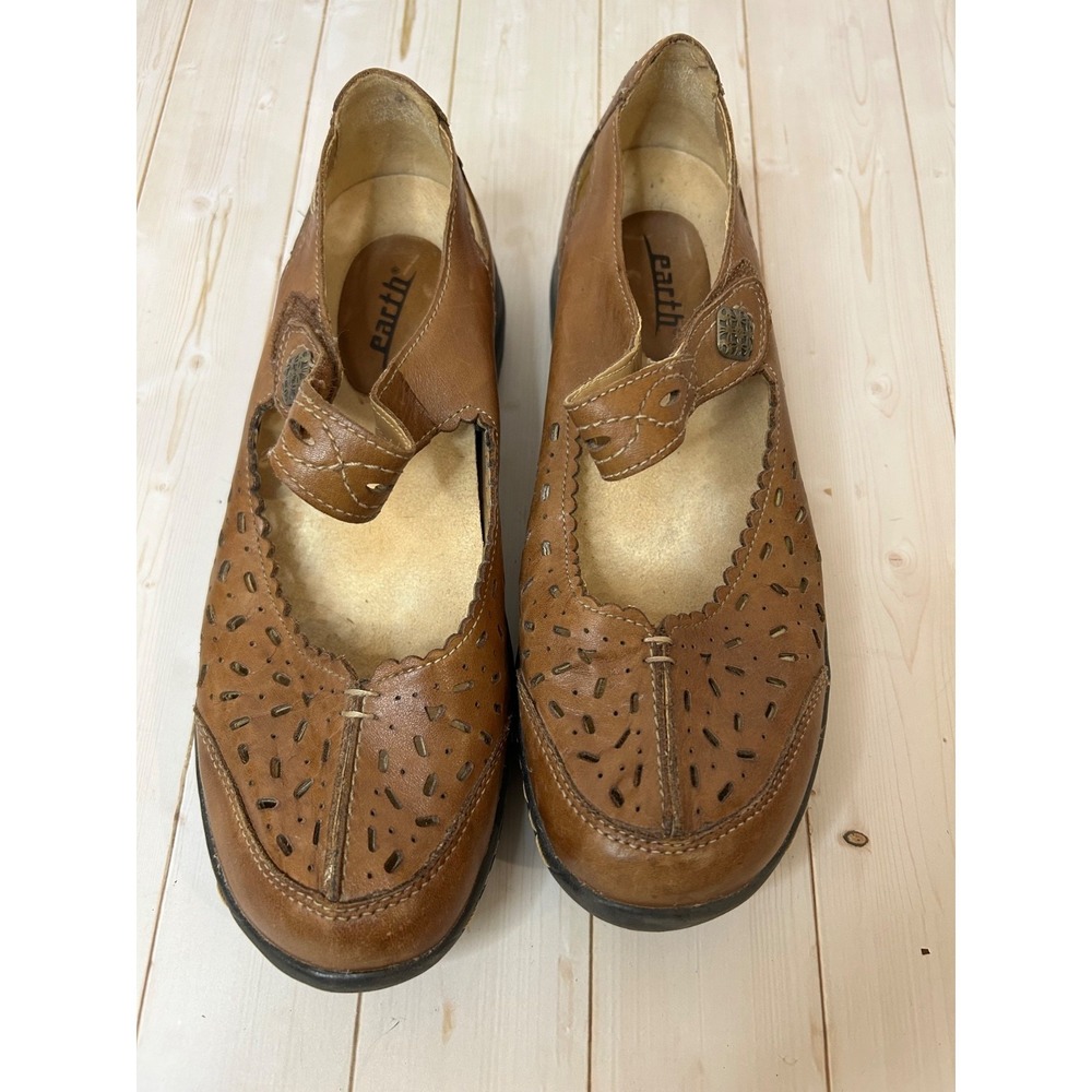 Earth Tanglewood Almond Brown Shoes Women's Size 7B Mary Jane Leather